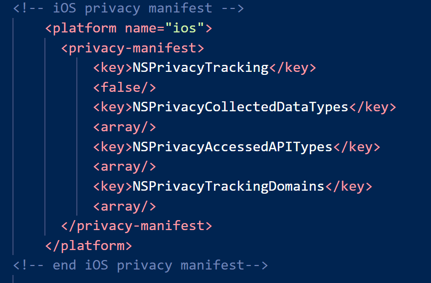 Cordova App Privacy Manifest